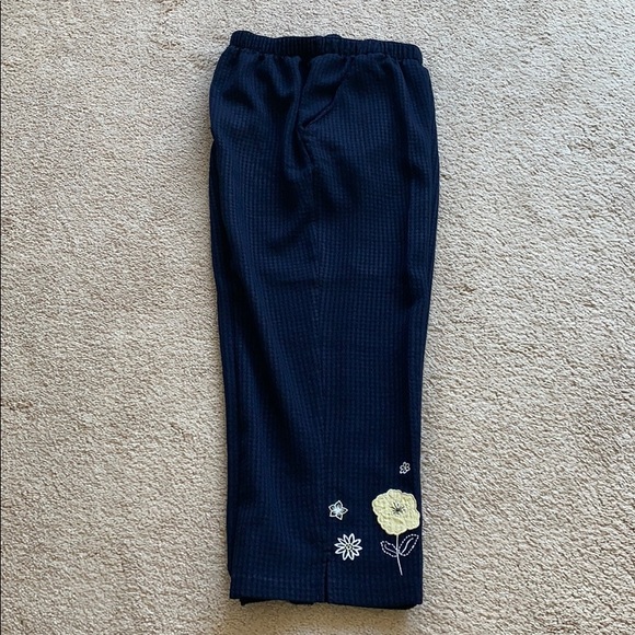 KORET BLUE EMBROIDERED CROP PANTS - Picture 1 of 4